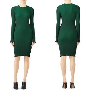 Scotch & Soda Rib Knitted Midi Sweater Dress in Green - Size XS